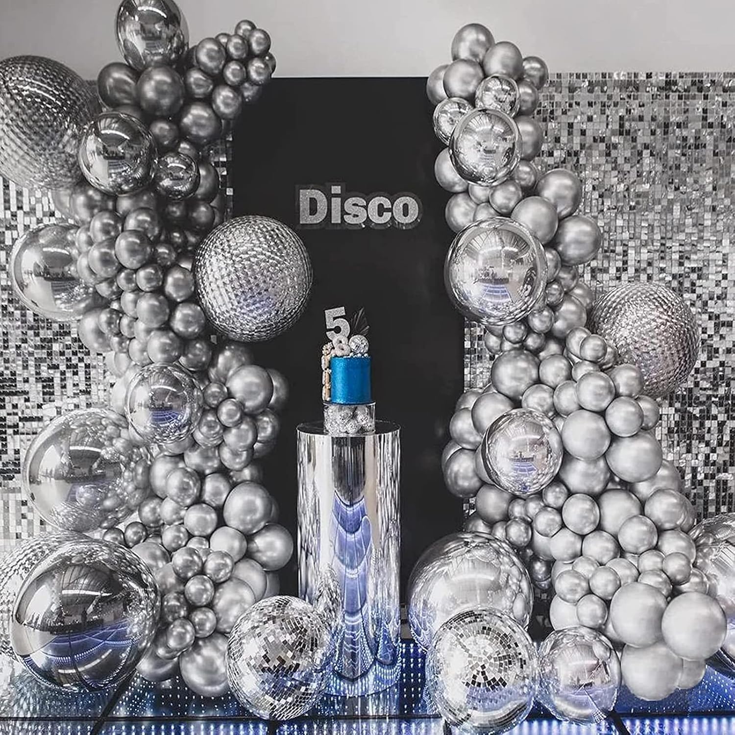 Metallic Sliver Balloon Different Sizes 110 Pcs 18 12 10 5 Inch Chrome Balloon Garland Arch Kit Confetti Balloons