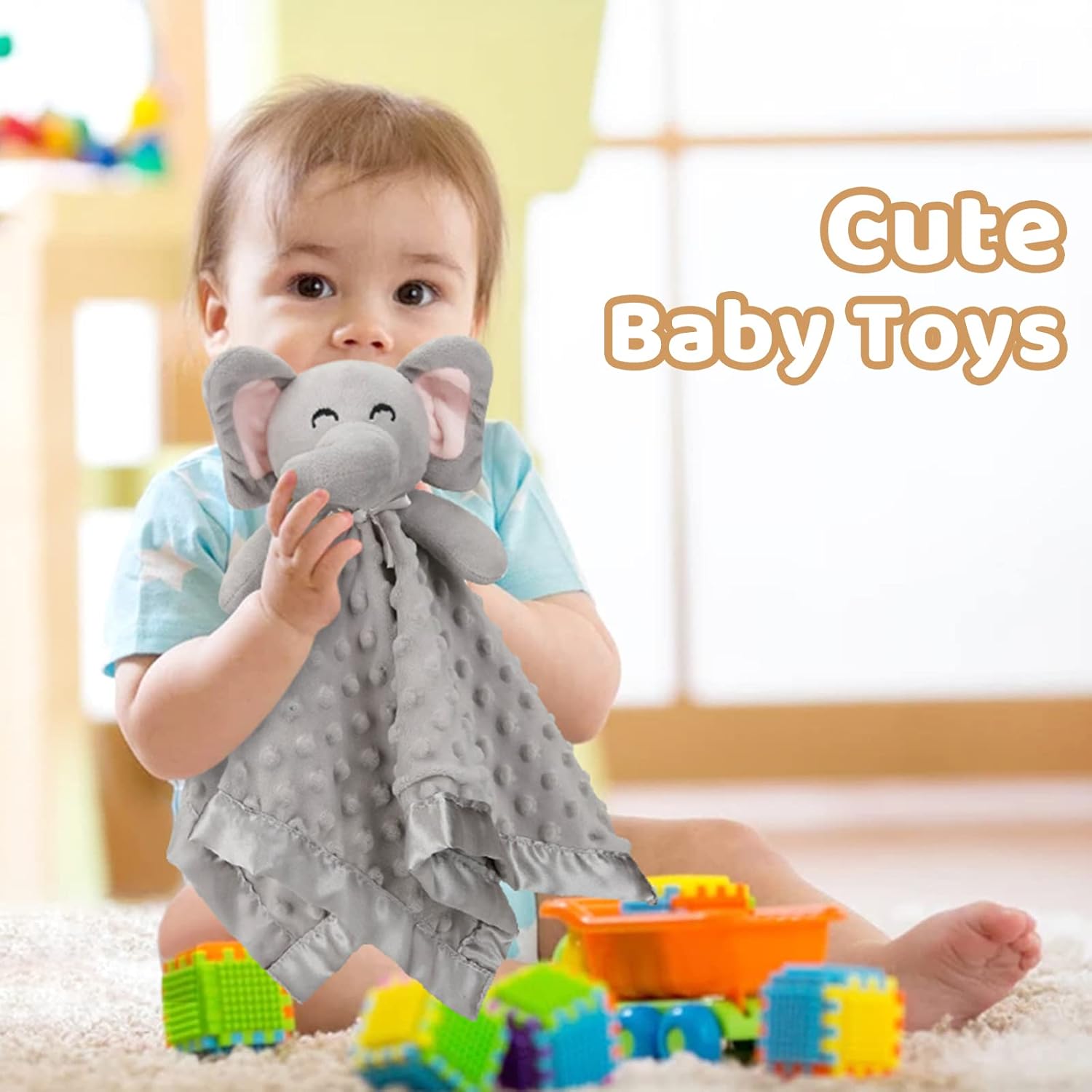 Elephant Security Blanket, Soft Lovey Unisex Lovie Baby Gifts for Newborn Boys and Girls