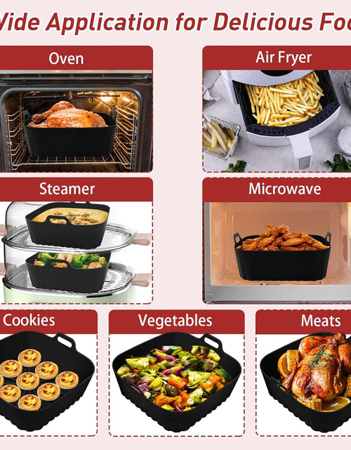 Load image into Gallery viewer, 9 Inch Reusable Air Fryer Pot - Air Fryer Accessories - Air Fryer Inserts for 6 to 9 QT for Oven Microwave Accessories (9 Inch-Grey+Black)
