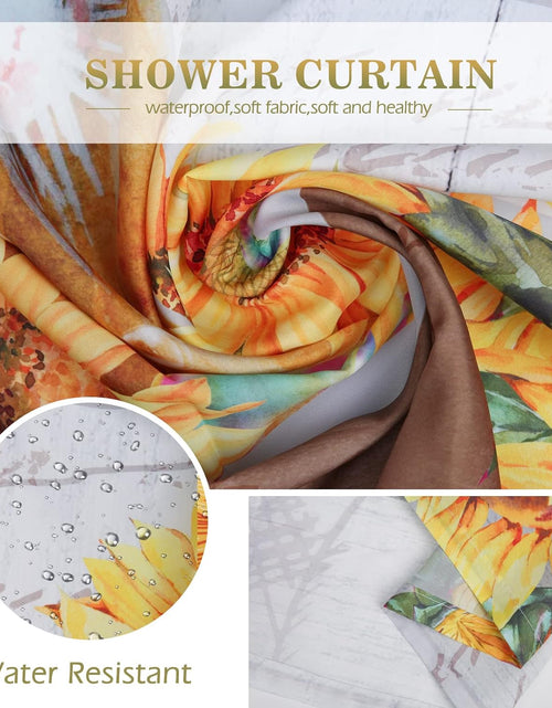Load image into Gallery viewer, Cow Sunflower Shower Curtain Funny Cute Farm Animal Rustic Wooden Country Farmhouse, 72&quot;x72&quot;
