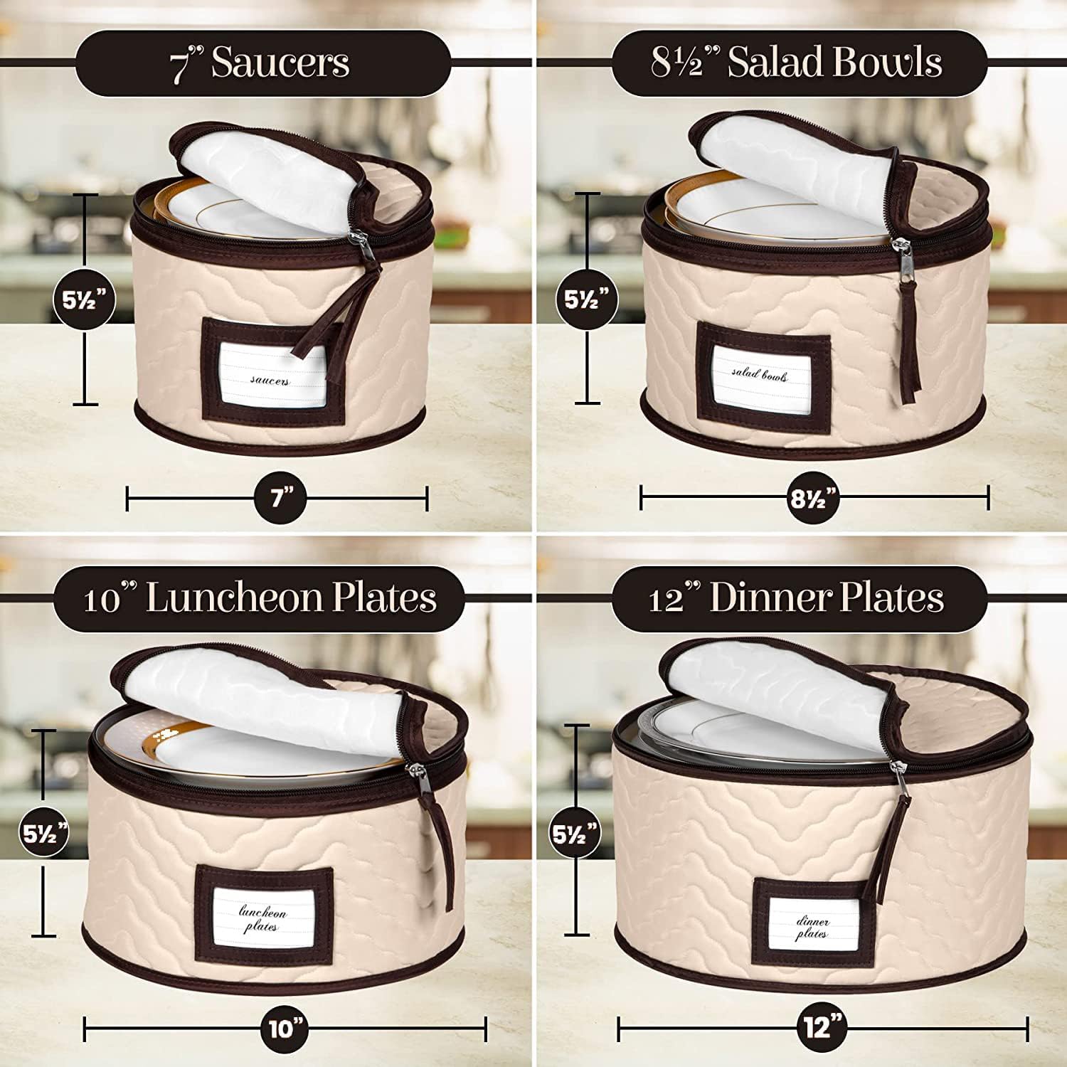 5-Piece Set Moving Boxes for Dinnerware, Glasses, Plates, Mugs and Saucers Sturdy Quilted Microfiber Dish Organizer