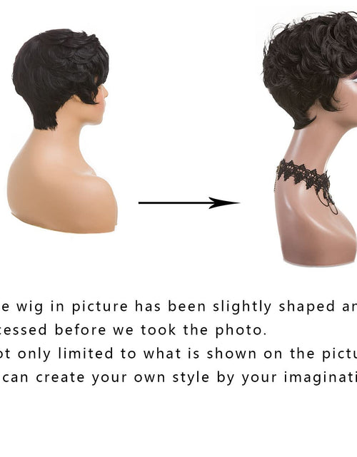 Load image into Gallery viewer, Pixie Cut Wig Natural Black Short Wigs for Black Women Short Wavy Hair
