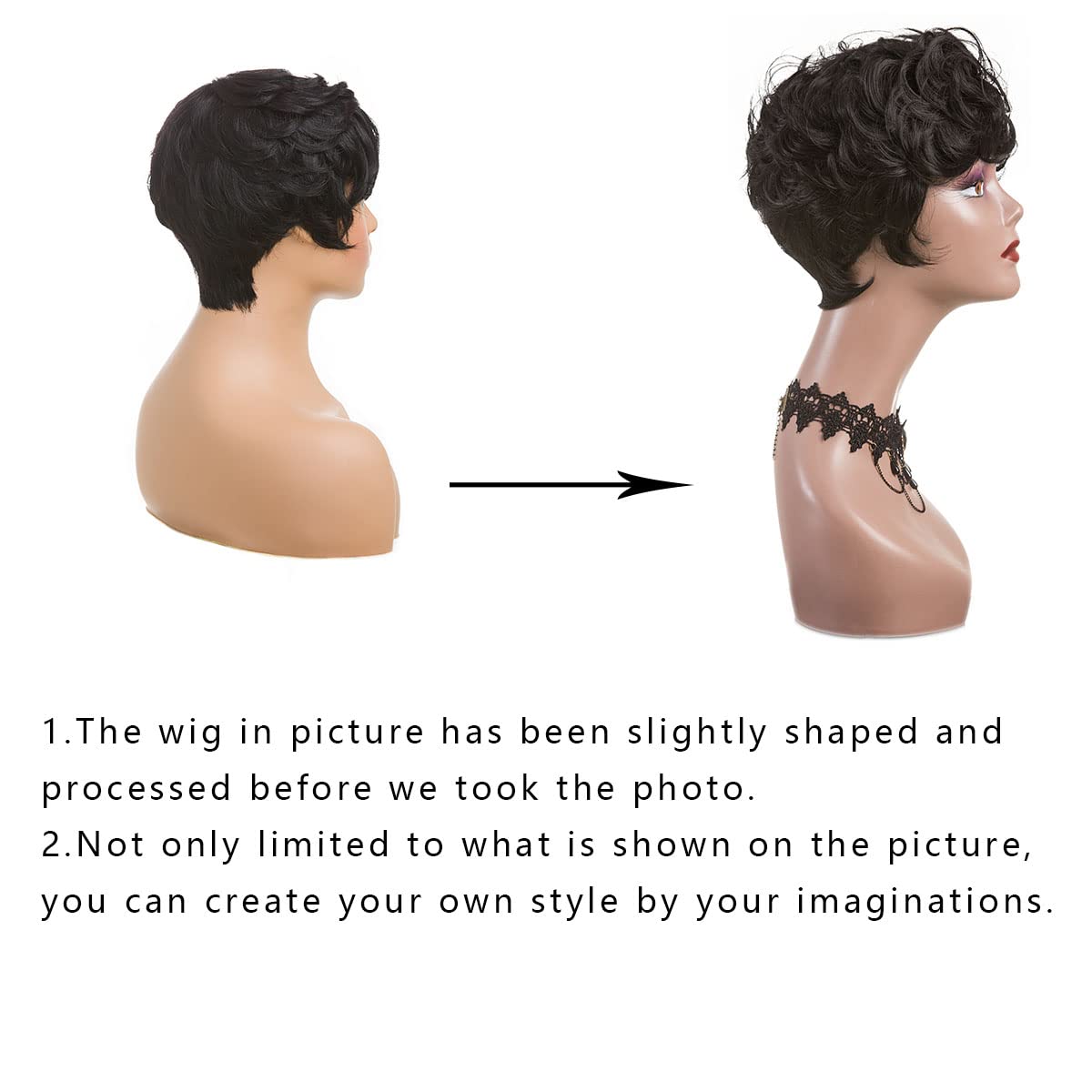 Pixie Cut Wig Natural Black Short Wigs for Black Women Short Wavy Hair