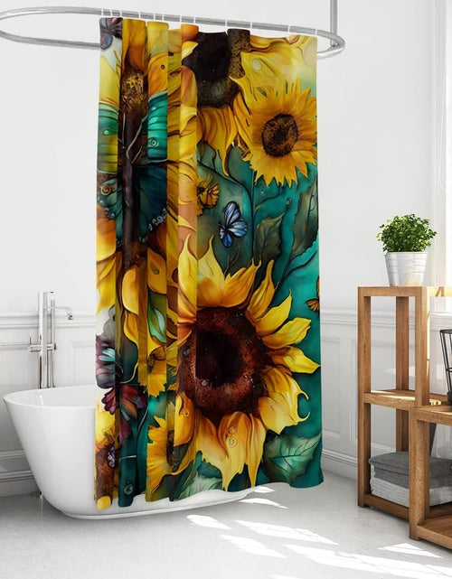 Load image into Gallery viewer, Big Yellow Sunflower Shower Curtain with Hooks Summer Waterproof Floral Decorative Bathroom Curtain Set, 72&quot;x72&quot; Seamless
