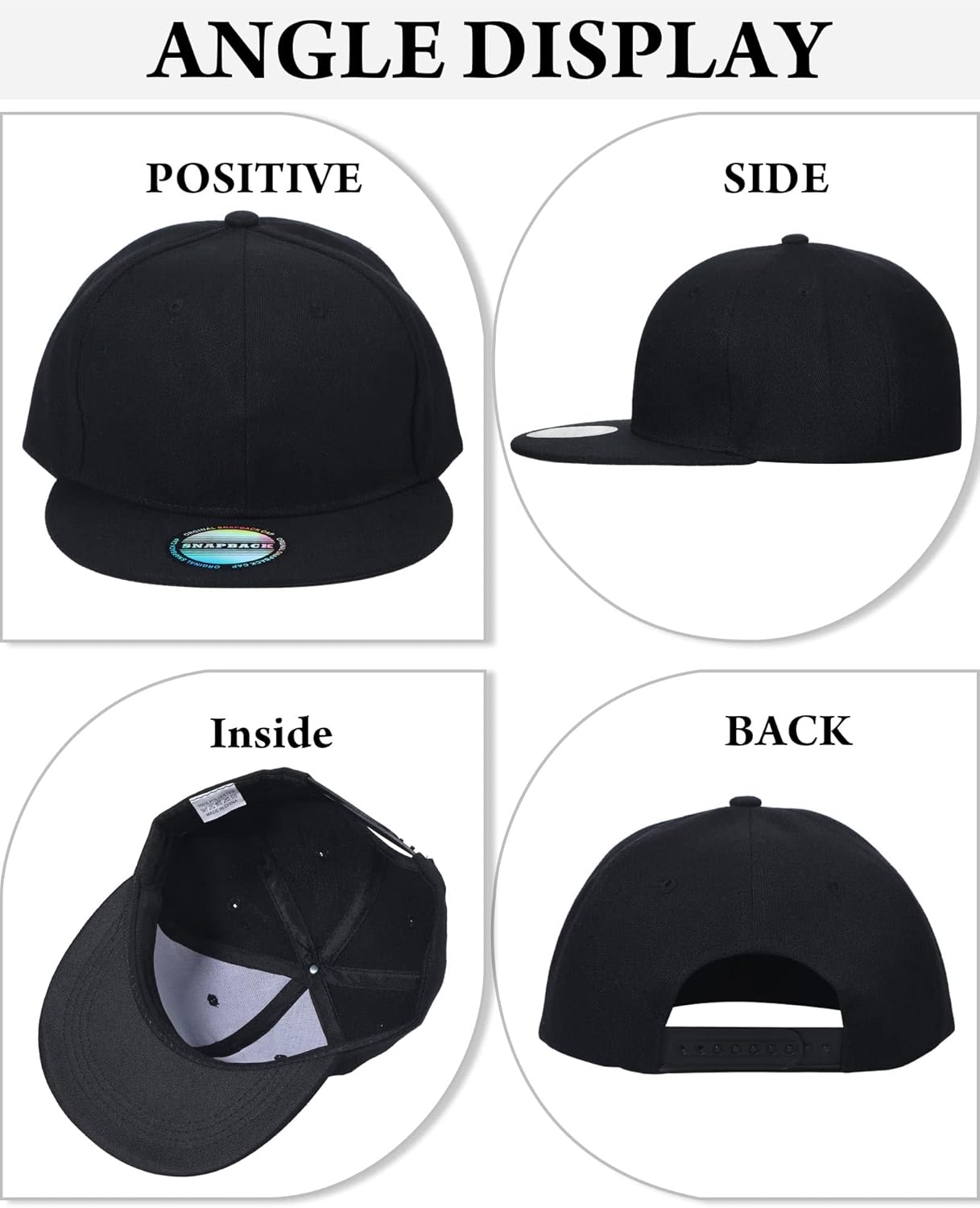 15 Pack Snapback Hats for Men Hip Hop Style Hats Solid Baseball Hats Adjustable Snapback Cap Flat Brim Baseball Caps (Mixed)