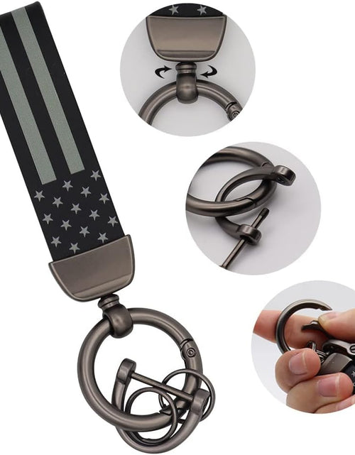 Load image into Gallery viewer, American USA Flag Car Keychain with Zinc Alloy Ring Fit for Truck, Ford, Jeep, Men Car Accessories
