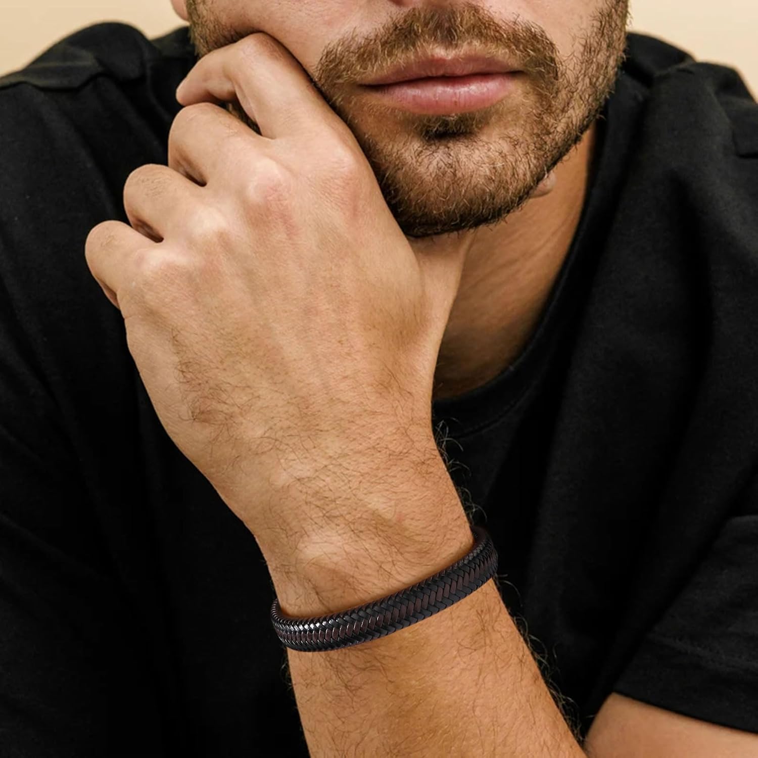 Brown Braided Leather Bracelet for Men Dad Husband Boyfriend Uncle Gifts for Him