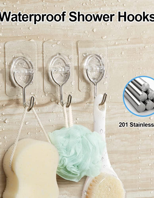 Load image into Gallery viewer, 8PCS Adhesive Wall Hooks Sticky Hooks - Hanging Up to 11Lbs (5Kg), Small Stick on Hooks, Self Adhesive 204 Stainless Steel Hooks (Clear)

