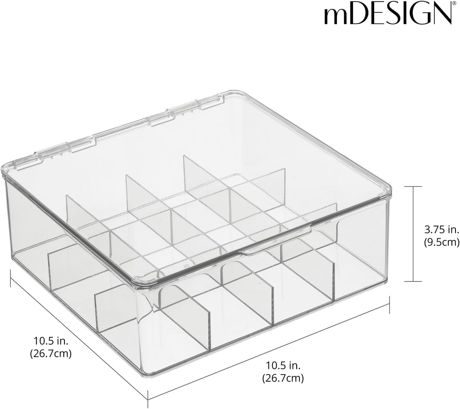2 Pack Plastic Stackable Tea Bag Storage Bin Organizer Box Holder with Lid for Kitchen Cabinets