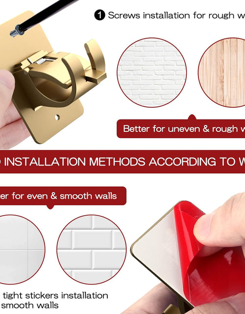 Load image into Gallery viewer, 8 Pieces Self Adhesive Curtain Rod Bracket, Universal Plastic Curtain Rod Holders, No Drill Curtain Rod Brackets Curtain Rod Hooks
