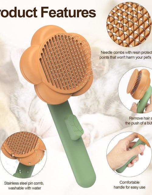 Load image into Gallery viewer, Pet Grooming Brush Cat Deshedding Brush, Self-Cleaning Slicker Cat Brushes ,Orange+Green
