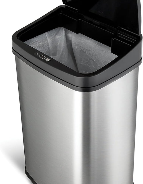 Load image into Gallery viewer, Automatic Touchless Motion Sensor Rectangular Trash Can, 13 Gal, Black Trim
