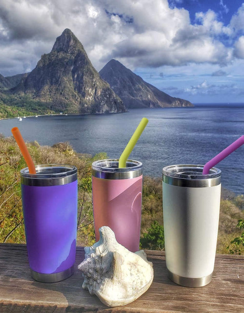 Load image into Gallery viewer, Reusable Silicone Straws, Long Flexible Silicone Drinking Straws with Cleaning Brushes for 30 oz Tumblers , 10 Pieces
