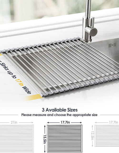 Load image into Gallery viewer, Roll Up Dish Drying Rack Over Sink Drying Rack Sink Cover Kitchen Sink Accessories Gadget, 17.7&quot; x 15.5&quot; , Grey
