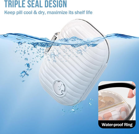 Travel Pill Organizer, 2 Pack Portable Pill Box 7 Day Small Pill Case Moisture Proof Daily Medicine Vitamin Container  (Small+ Large)