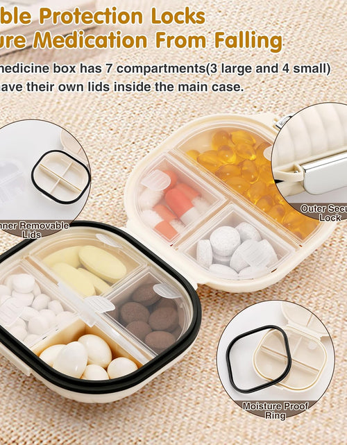 Load image into Gallery viewer, Pill Case Portable Small Weekly Travel Pill Organizer, Cute Moisture Proof Pill Box Holder, Beige/Small
