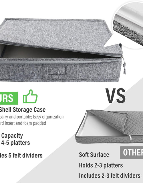 Load image into Gallery viewer, Platter Storage Case, Hard Shell, Storage Container for Moving, 17x13x3.5 in, 5 Felt Dividers Included
