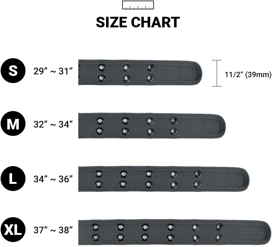 Parquet Casual Unisex Canvas Belt Double Hole Belt - Double Grommets Belt for Men and Women, Charcoal, Medium
