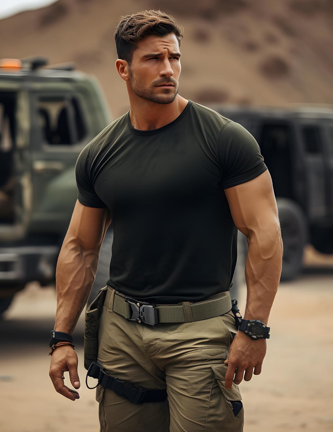 2 Pack Military Hiking Rigger 1.5" Nylon Web Work Belt with Heavy Duty Quick Release Buckle (Medium, Waist 36 Inches)