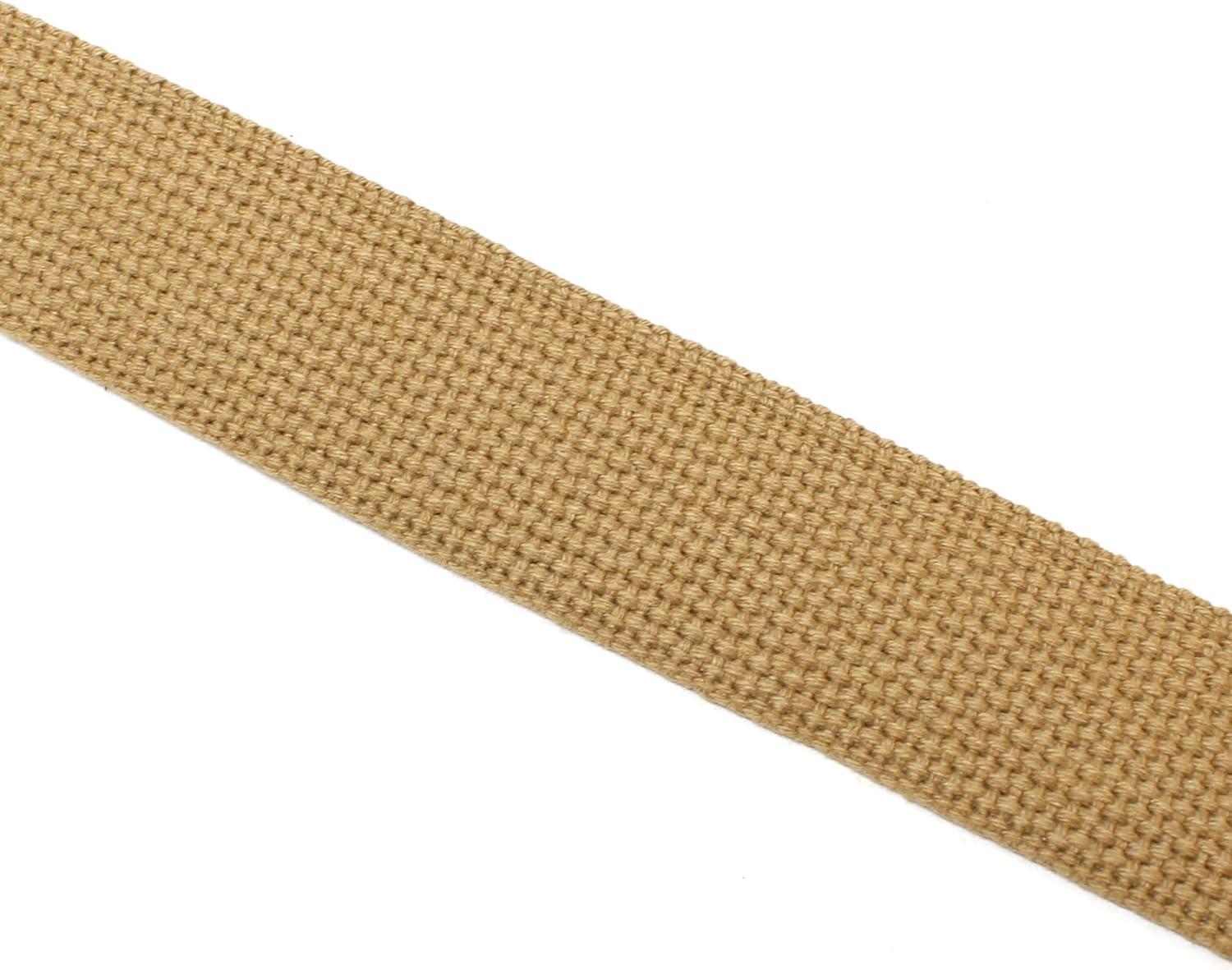Canvas Web Belt Military Style with Antique Brass Buckle and Tip 50" Long, Light Brown