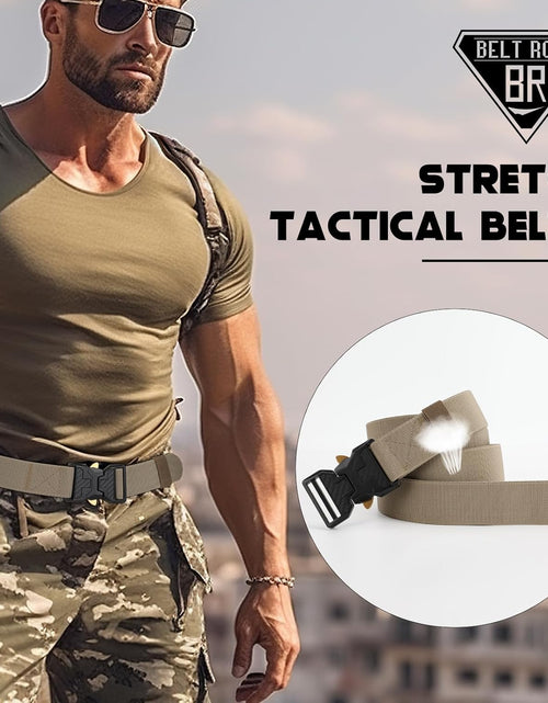 Load image into Gallery viewer, Men&#39;s Tactical Belt Nylon Web Work Belts with Heavy Duty Quick Release Buckle, Khaki, Large

