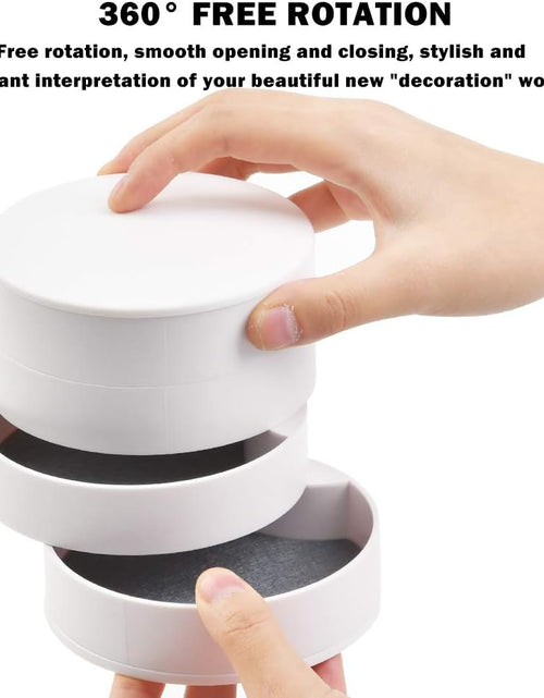 Load image into Gallery viewer, Round Multi-layer Desktop Jewelry Storage Box, 4-Layer Rotating Travel Jewelry Tray Case with Lid for Bracelets Rings Bracelets - White
