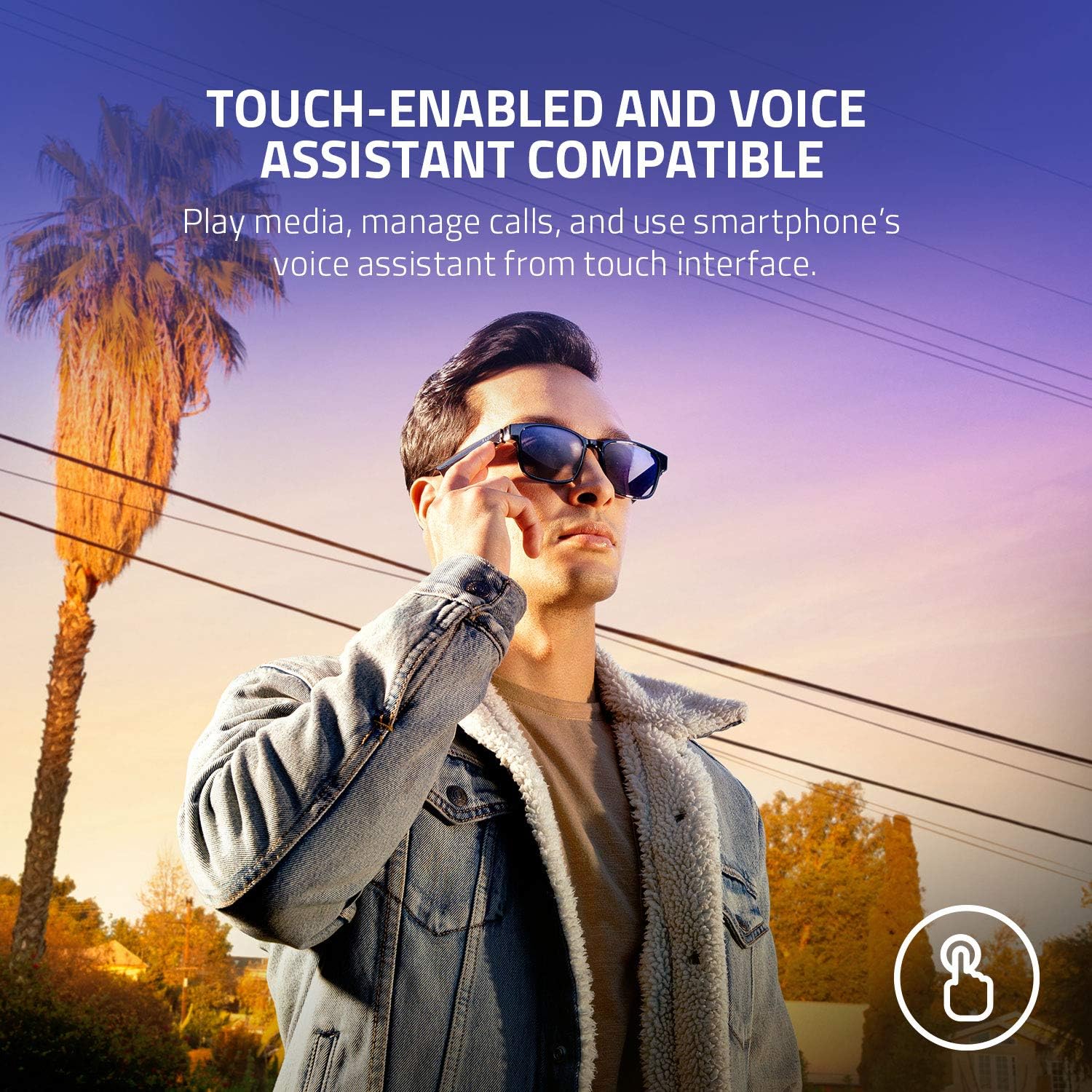 Smart Glasses: Blue Light Filtering & Polarized Sunglass Lenses - Low Latency Audio - Built-in Mic & Speakers , Rectangle
