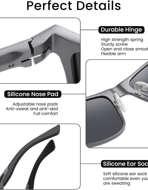 Load image into Gallery viewer, Polarized Sunglasses for Men Vintage Aluminum Frame Retro Sports Sun Glasses Driving Shades (Gunmetal Frame Grey Lens)
