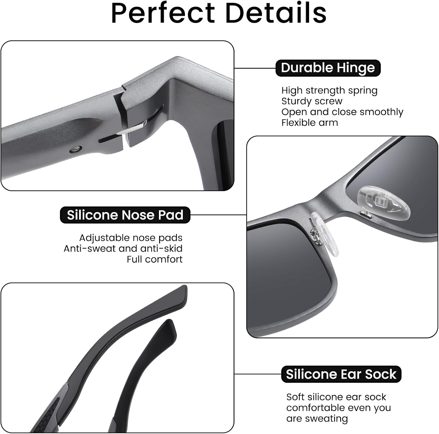 Polarized Sunglasses for Men Vintage Aluminum Frame Retro Sports Sun Glasses Driving Shades (Gunmetal Frame Grey Lens)