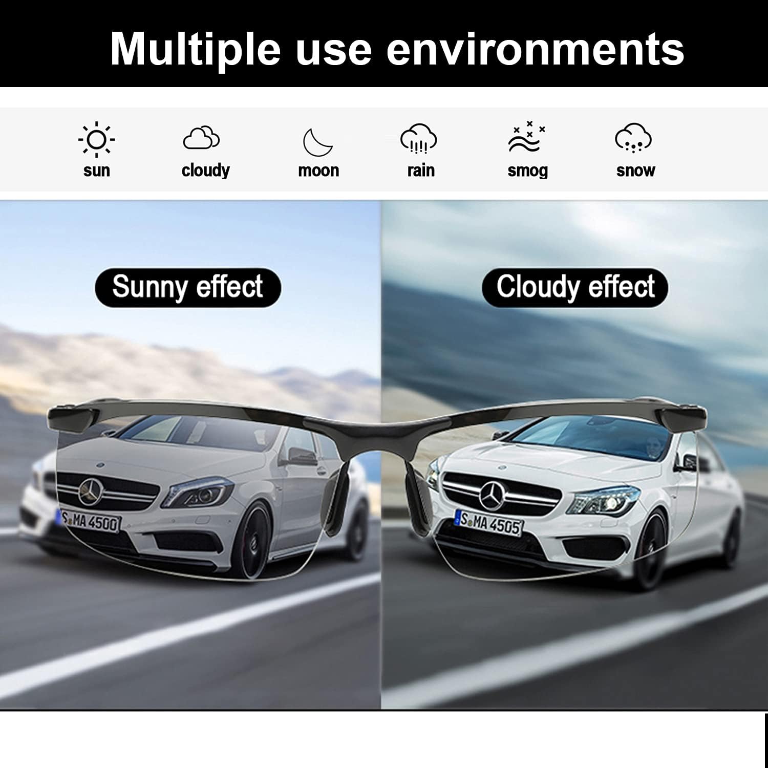 Polarized Photochromic Driving z87 Sunglasses For Men Women Day and Night safety glasses, Black Frame