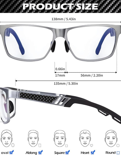 Load image into Gallery viewer, Blue Light Blocking Glasses Men Computer Gaming Glasses Lightweight Al-Mg Metal Anti Eyestrain UV400 Clear Lens Eye Protection (A02-gunmetal)
