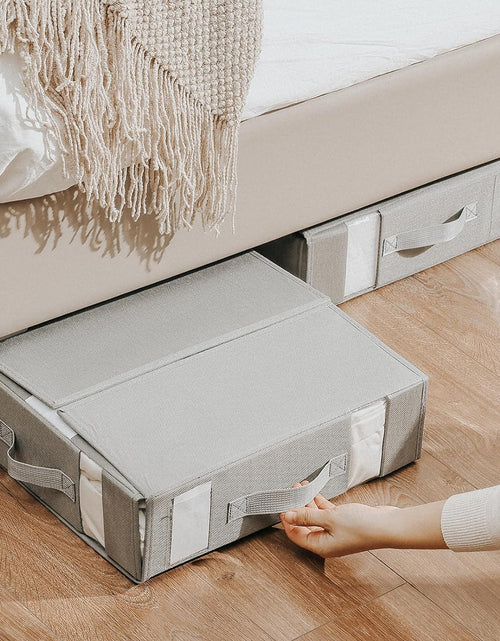 Load image into Gallery viewer, Organizer 6 Pack, Foldable Storage Box for Linen Closet, Bed Sheet Organizers and Storage with Window (Grey, Queen &amp; King Size)
