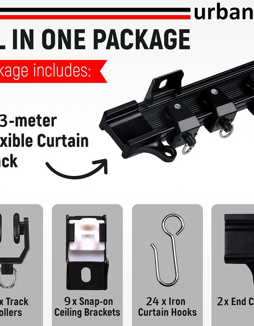 Load image into Gallery viewer, Flexible Bendable Ceiling Curtain Track, 9.8FT (3m), Ceiling Mount for Curtain Rail with Track Curtain System, Black
