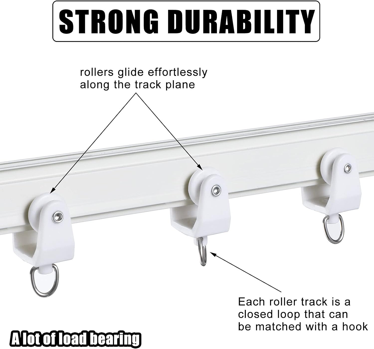 Curtain Track Hooks Flexible Bendable Clips 11 mm White Plastic Drapery Rail Gliders with Hooks (25 Pieces)