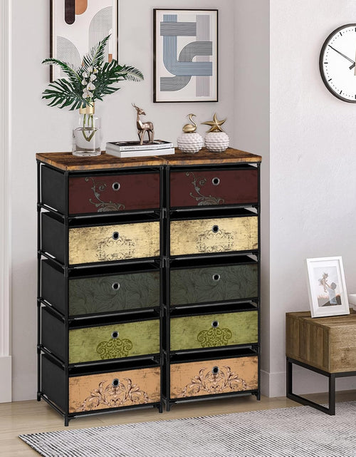 Load image into Gallery viewer, Nightstand with 5 Drawers, Clothes Storage Organizer, Pattern
