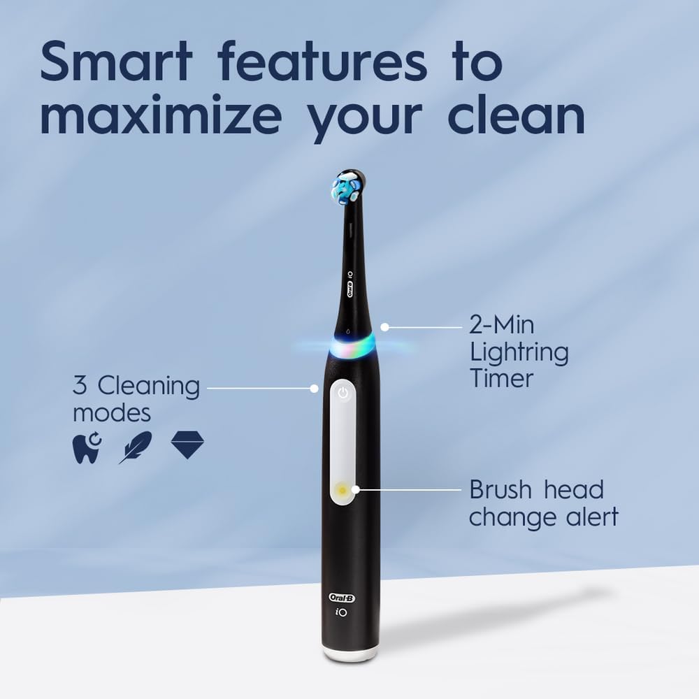 Deep Clean Rechargeable Electric Powered Toothbrush, Black with iO Series 3 Limited, 2 Brush Heads and Travel Case