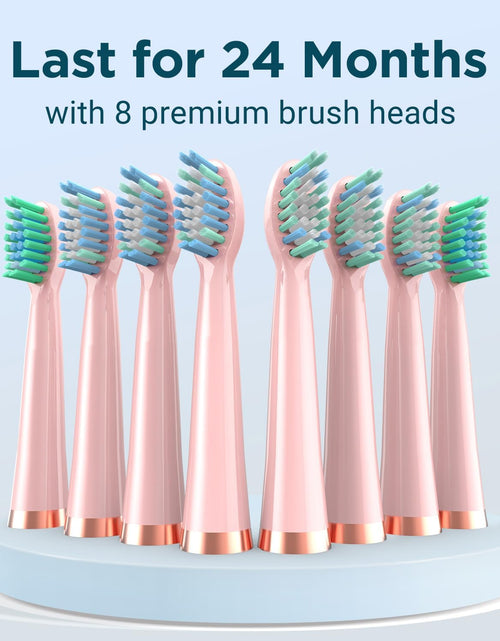 Load image into Gallery viewer, Rechargeable Electric Toothbrush with 8 Brush Heads &amp; Travel Case, 3 Hours Charge for 120 Days - Pink
