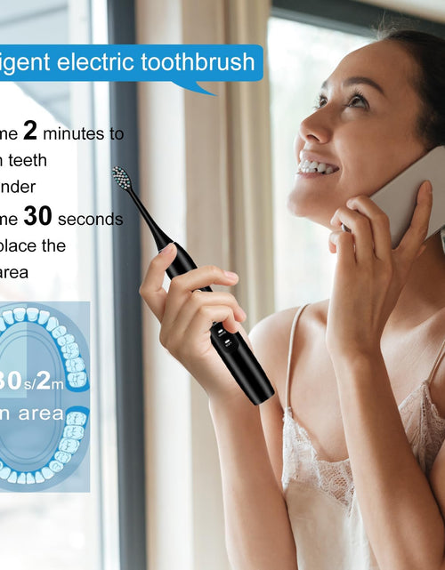 Load image into Gallery viewer, Electric Toothbrush Set, Comes with 8 Brush Heads &amp; Travel Case,4 Modes with 2 Minutes Built in Smart Timer, One Charge for 60 Days, 42000 VPM Motor (Black)
