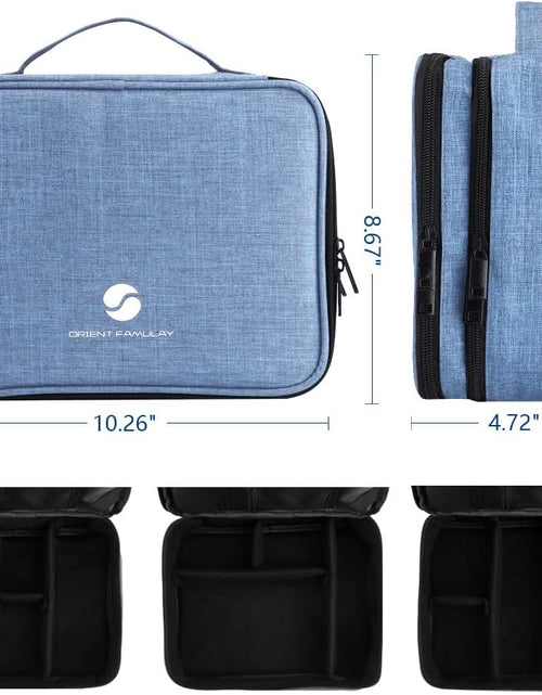 Load image into Gallery viewer, Waterproof Cable Organizer Bag for Electronic Accessories Double Layer Large Shockproof Cable Storage Bag, Denim Blue
