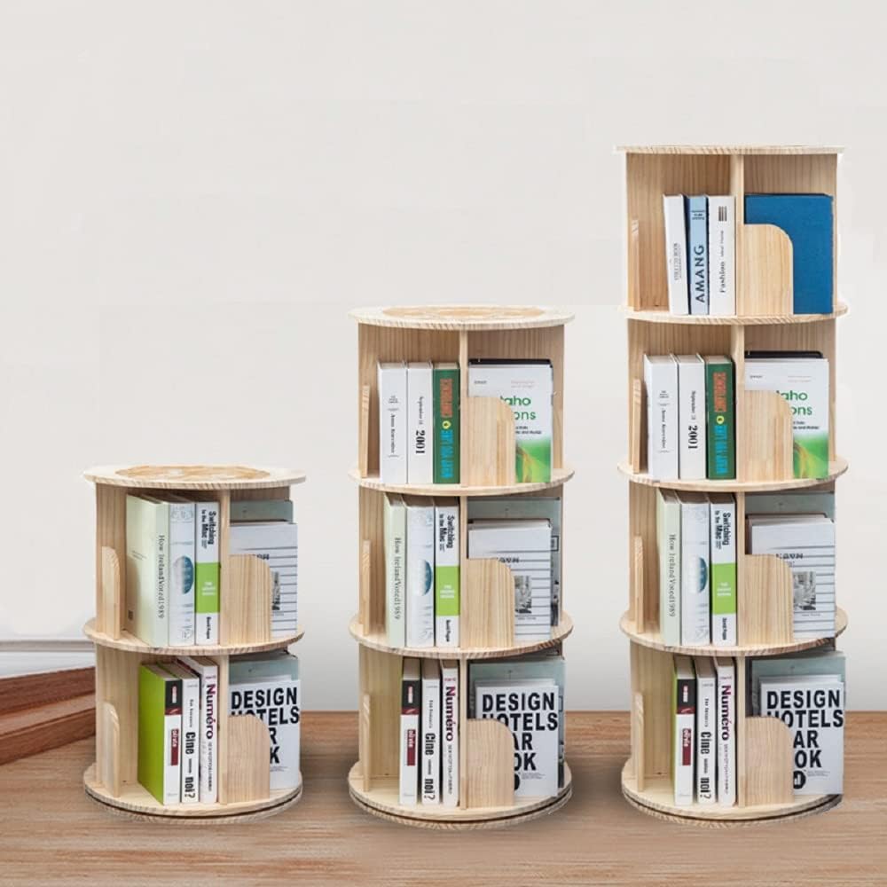 Rotating Bookshelf 360 Display 4 Tier Floor Standing Bookcase Storage Rack