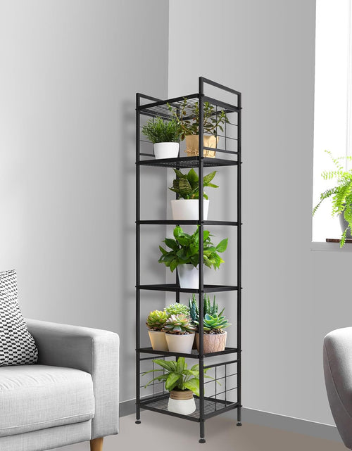 Load image into Gallery viewer, 6-Wire Standing Storage Shelf, Metal Shelving Unit Pantry Rack for Laundry Kitchen Bathroom Organizer (Black)
