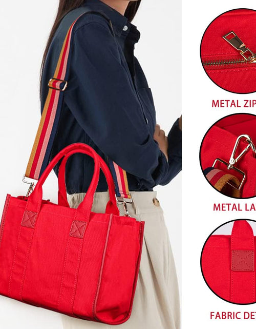 Load image into Gallery viewer, Canvas Tote Bag for Women Top Handle Handbag Crossbody Tote Bag for Women, Red
