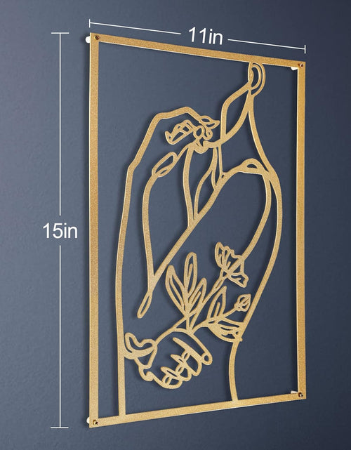 Load image into Gallery viewer, 3 Pcs Gold Wall Decor Above Bed Minimalist for Living Room Metal Line Art, 15inch
