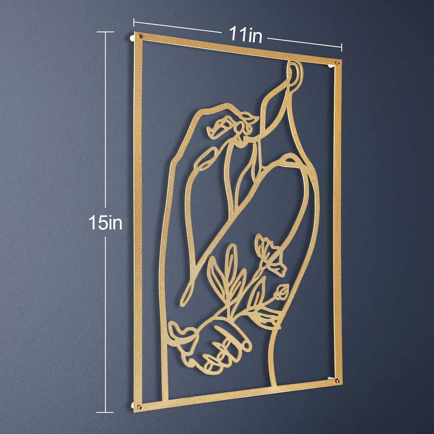 3 Pcs Gold Wall Decor Above Bed Minimalist for Living Room Metal Line Art, 15inch