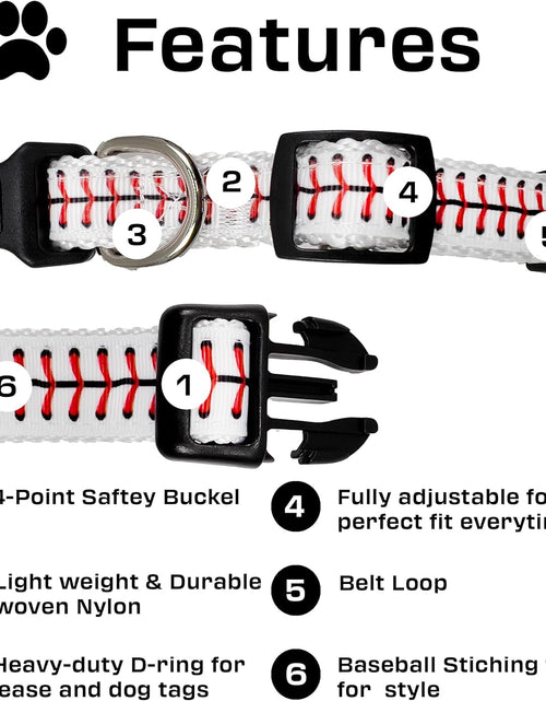 Load image into Gallery viewer, Baseball Dog Collar - Premium Dog Collar- Fadeproof – Sporty and Adjustable Heavy Duty Pet Collar
