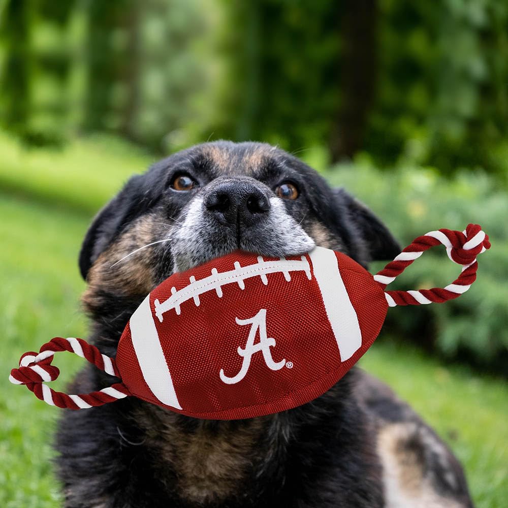 NCAA Alabama Crimson Tide Football Dog Toy, Tough Quality Nylon Materials
