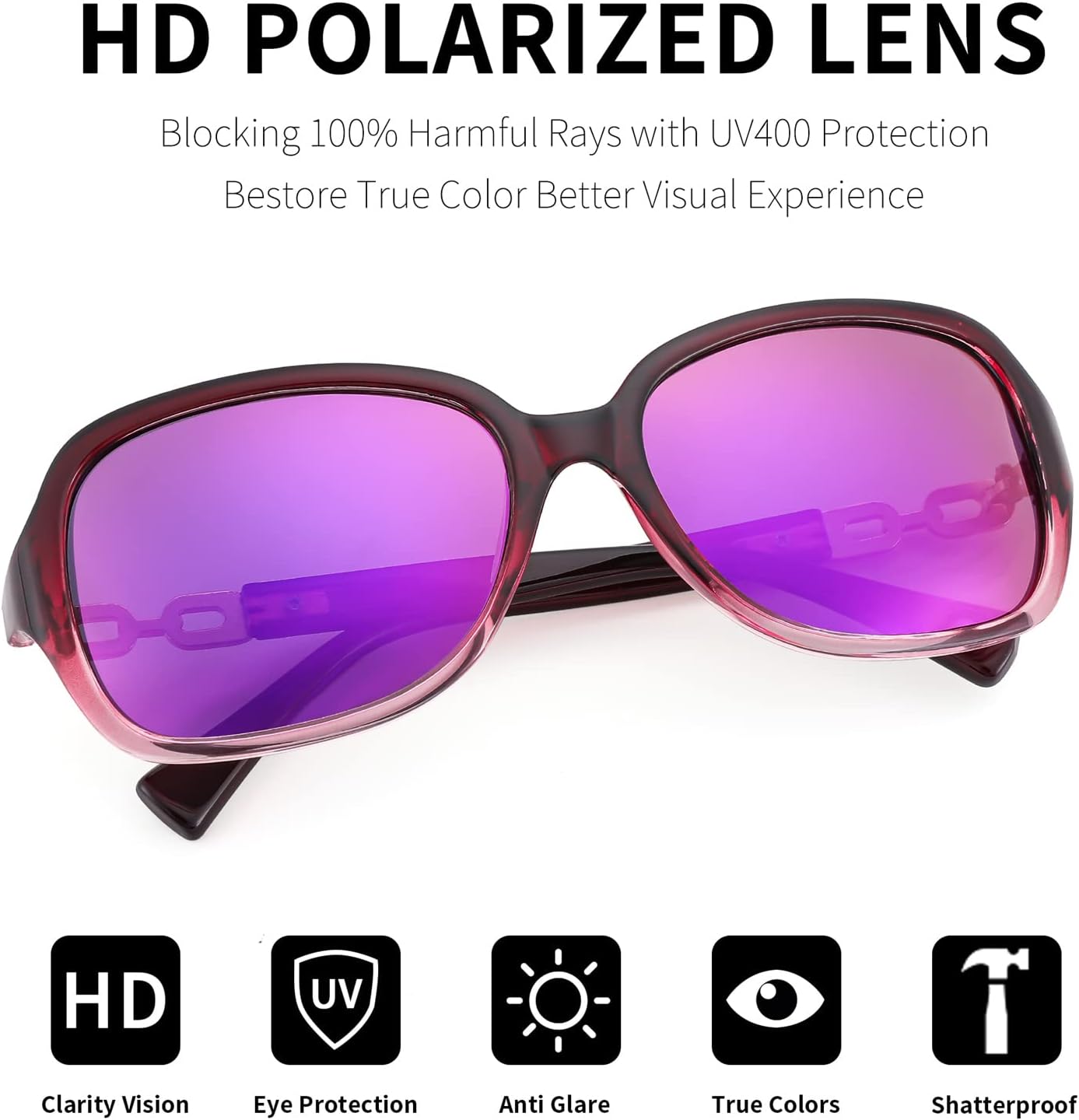 Vintage Square Polarized Sunglasses for Women UV400 Travel Driving Fashion Arcuate Sunglasses