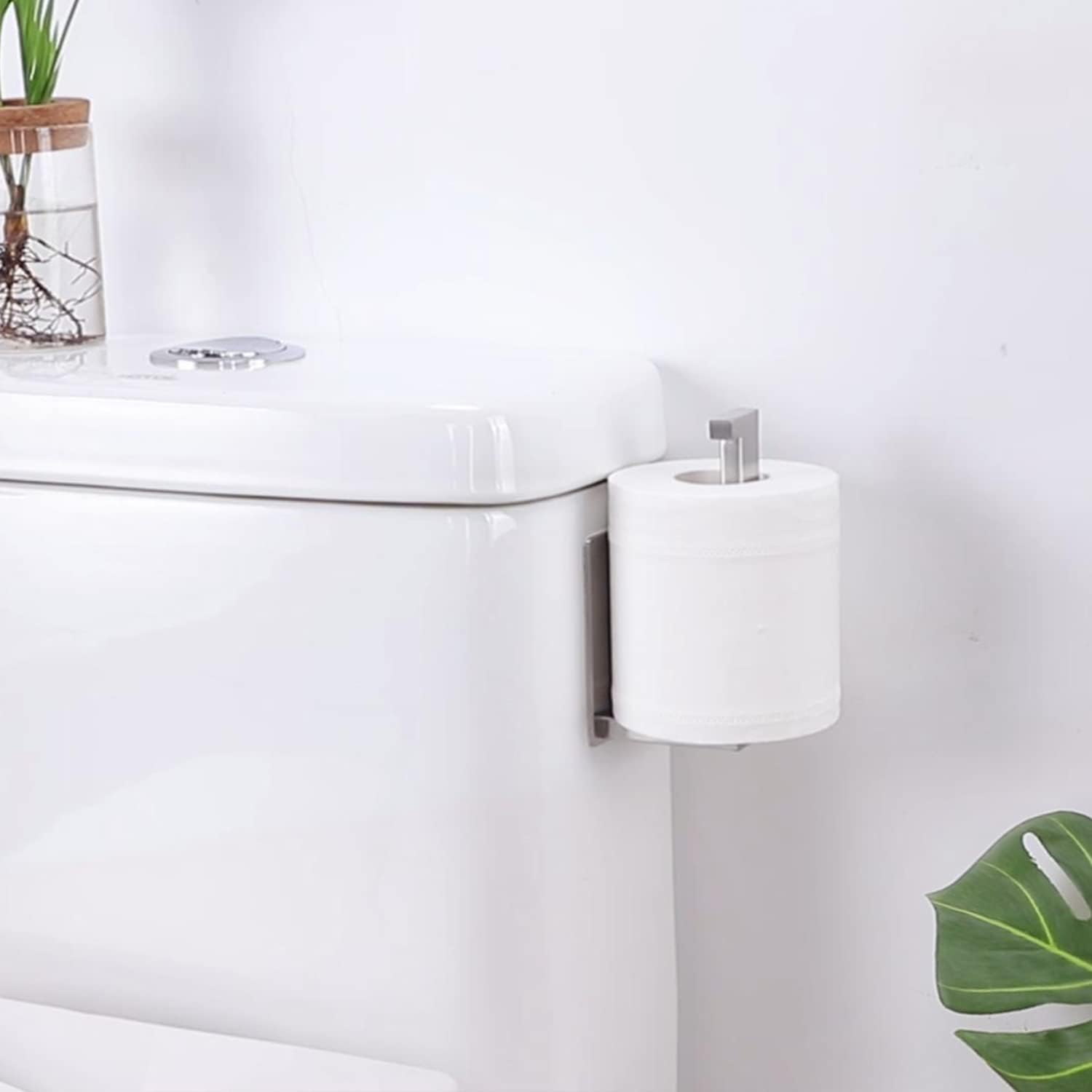 Self Adhesive Toilet Tissue Holder for Toilet Roll Bathroom Stick on Wall Stainless Steel Brushed