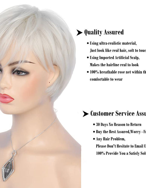 Load image into Gallery viewer, Short Cream White Wigs for Women Synthetic Natural Party Cosplay Pixie Wig with Wig Cap, Cream White
