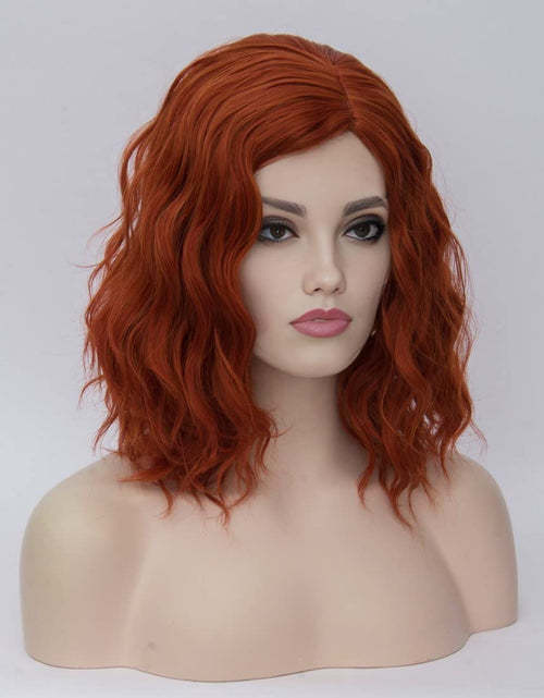 Load image into Gallery viewer, Short Curly Orange Wig, Heat Resistant 35cm Fashion Ginger Red Wig, Synthetic Curly Auburn Bob Wig Suit, Orange

